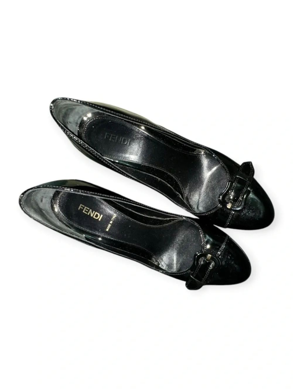 Fendi Black Patent Leather B-Buckle Pumps + Dust Bag, 8
